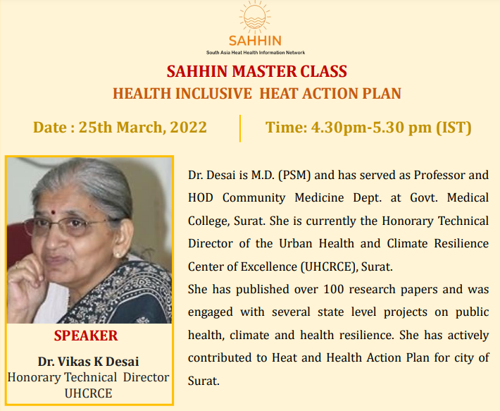 Sixth SAHHIN Global Master Class on ‘Health Inclusive Heat Action Plan’