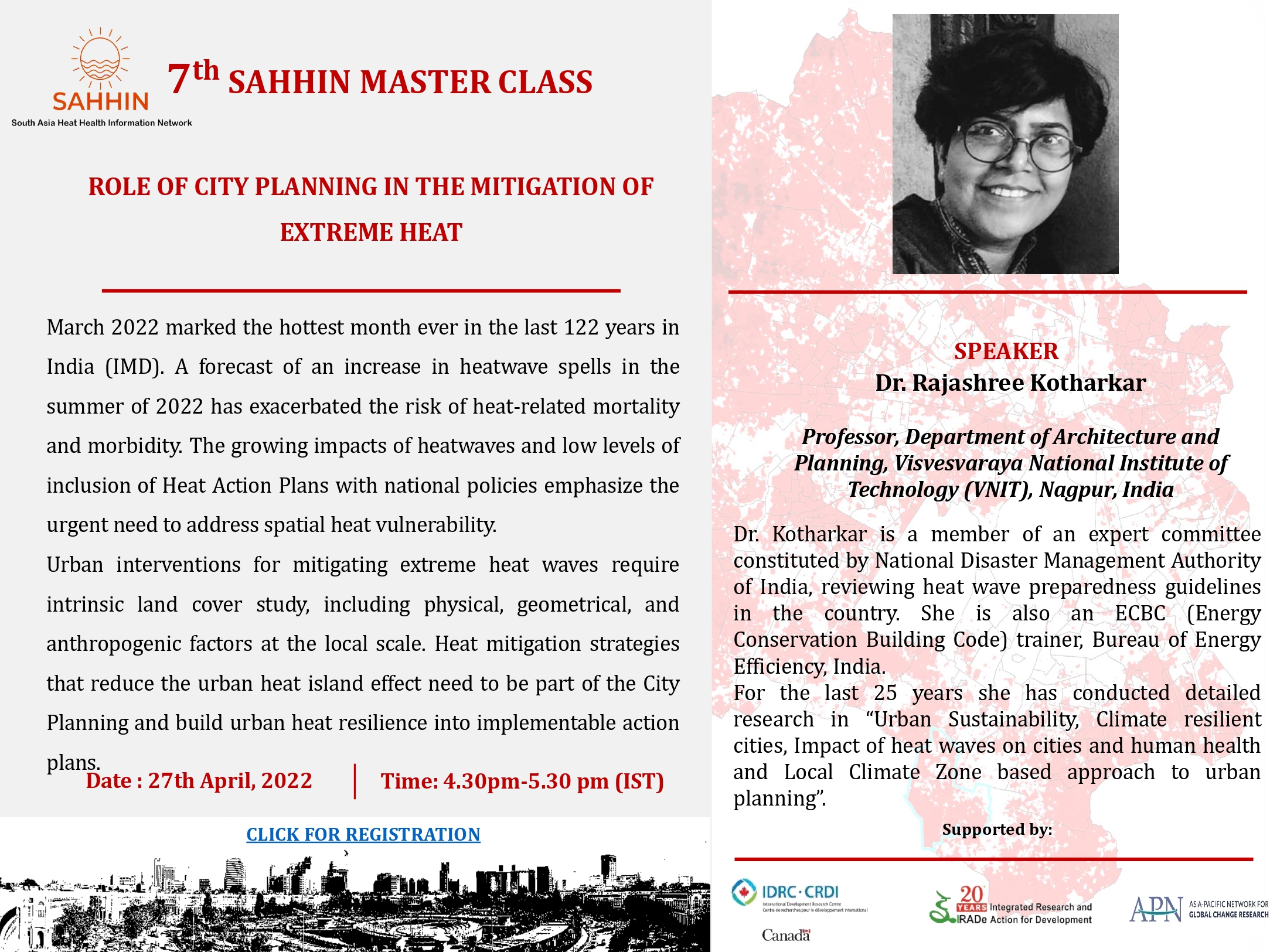 Seventh SAHHIN Global Master Class on “Role of City Planning in The Mitigation of Extreme Heat”